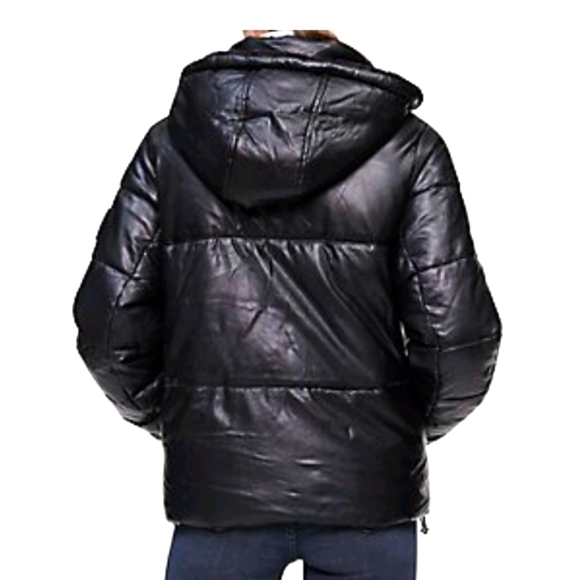 CALVIN KLEIN Logo faux leather puffer jacket - Picture 5 of 13